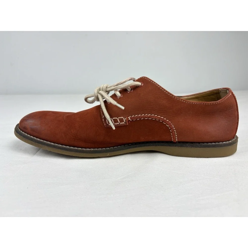Clarks  Salmon Red Leather Oxford Lace Up Dress Shoes Mens 10.5M Preppy